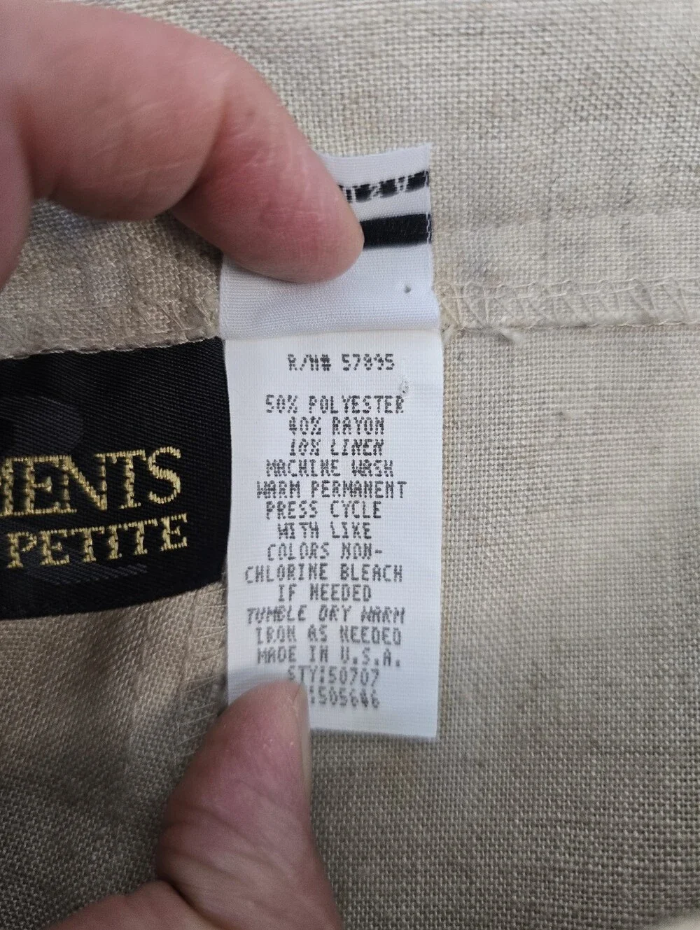 Vintage Requirements Cream Pleat Front Trouser Short 16 Linen Blend